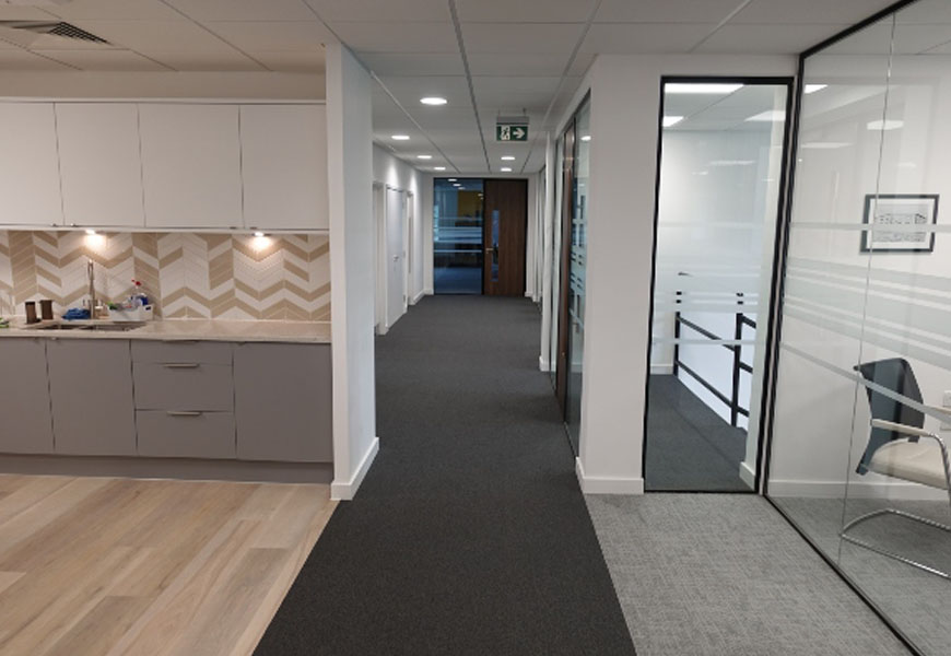 Completed office refurbishment with glazed partitions in Leeds JWL Interiors